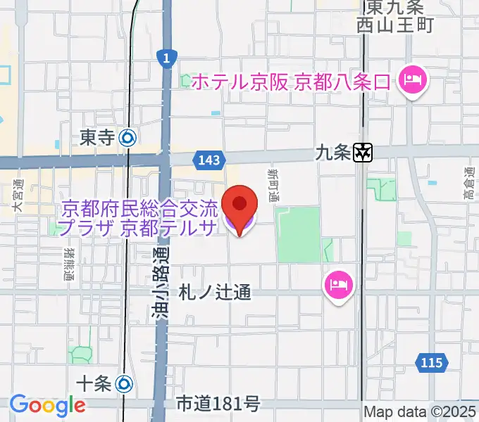 京都テルサホールの地図