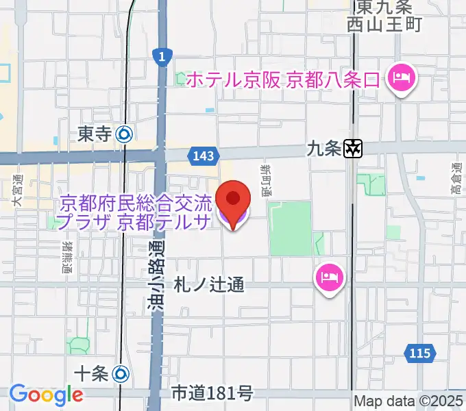 京都テルサホールの地図
