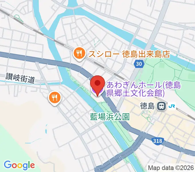 あわぎんホールの地図