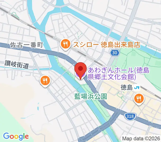 あわぎんホールの地図