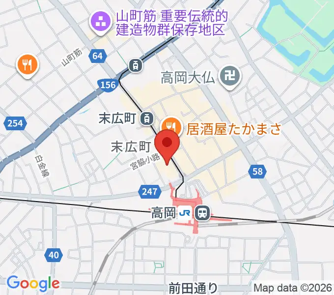 高岡市生涯学習センターの地図