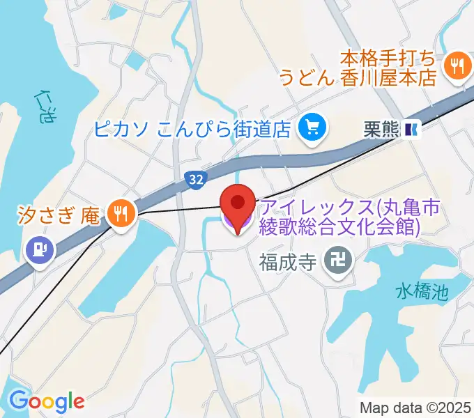 丸亀市綾歌総合文化会館アイレックスの地図