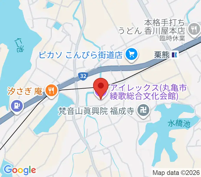丸亀市綾歌総合文化会館アイレックスの地図