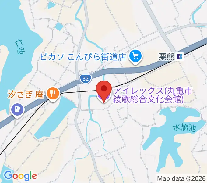 丸亀市綾歌総合文化会館アイレックスの地図