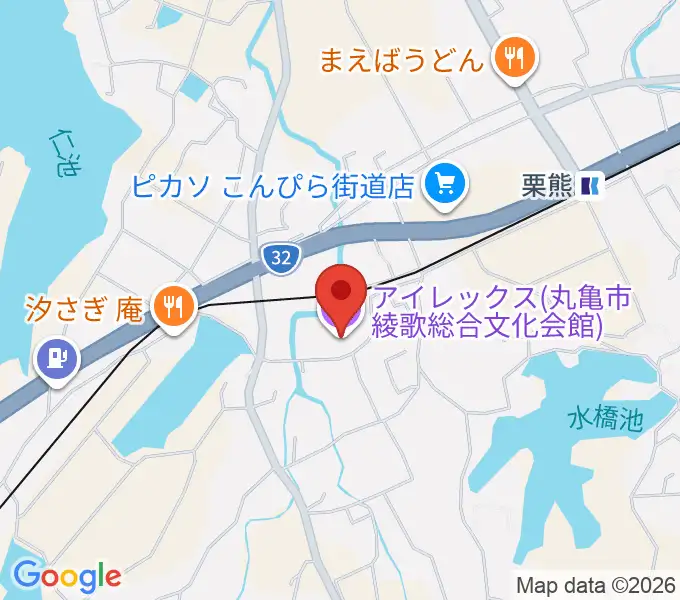 丸亀市綾歌総合文化会館アイレックスの地図