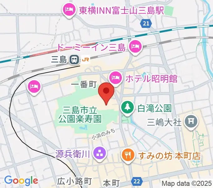 三島市民文化会館 ゆぅゆぅホールの地図