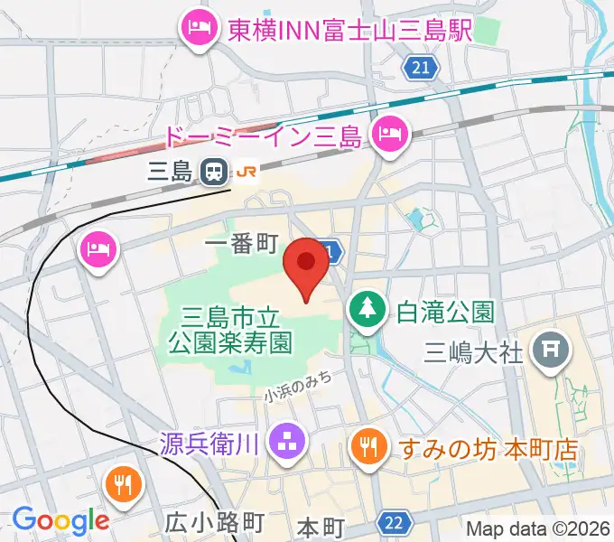 三島市民文化会館 ゆぅゆぅホールの地図