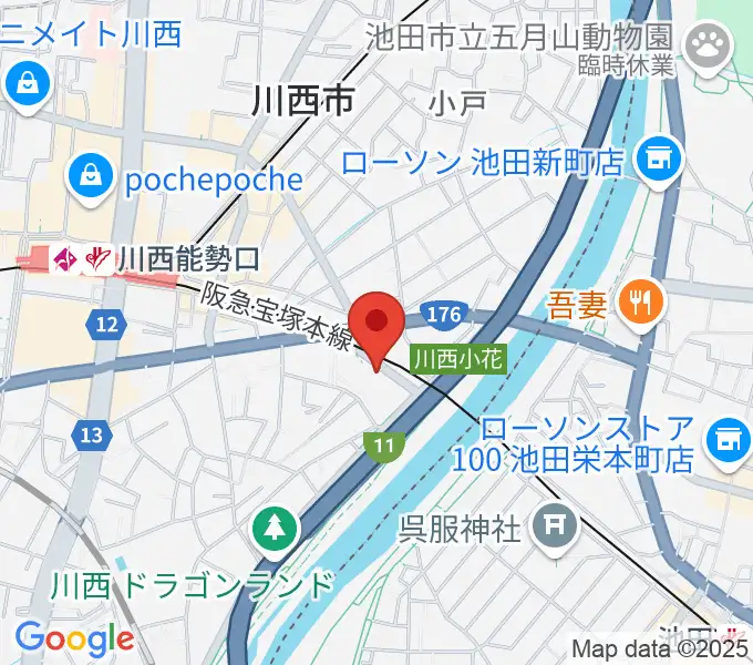 川西市みつなかホールの地図