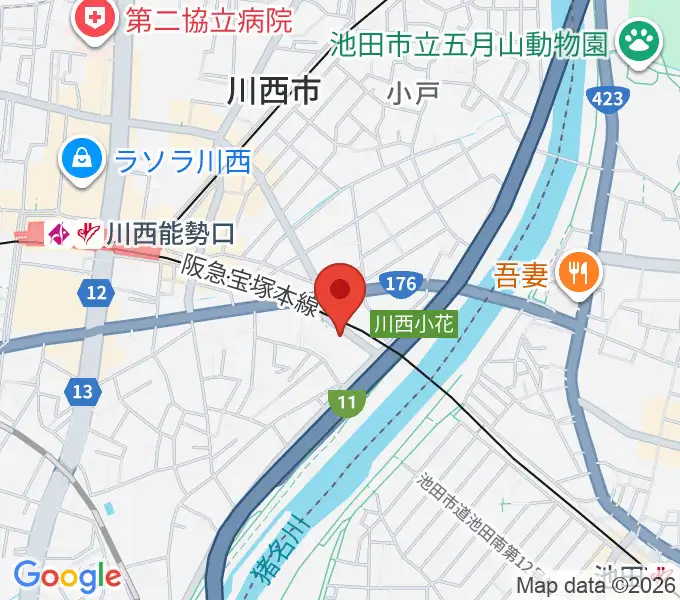川西市みつなかホールの地図