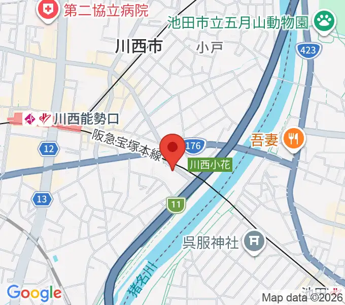 川西市みつなかホールの地図