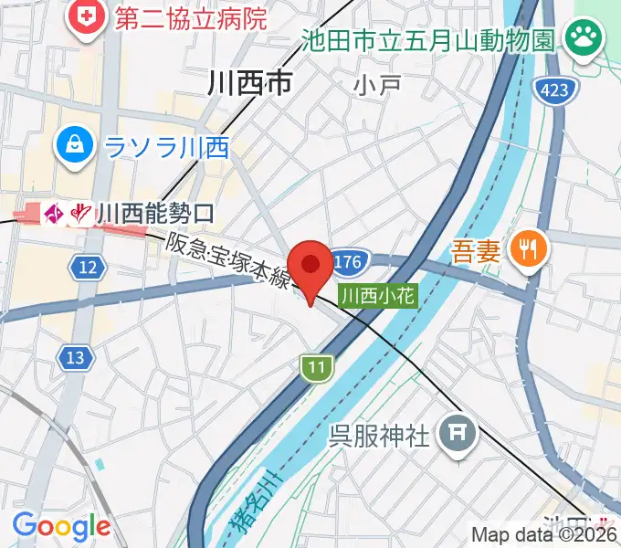 川西市みつなかホールの地図