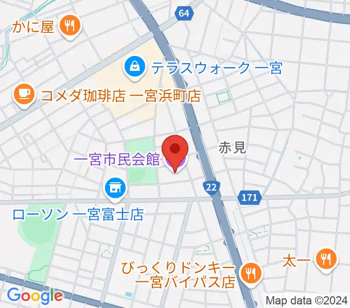 一宮市市民会館の地図