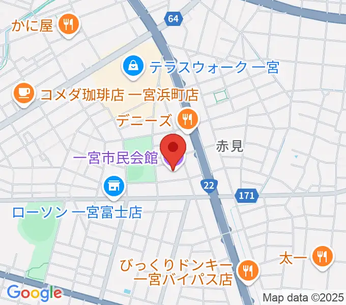 一宮市市民会館の地図