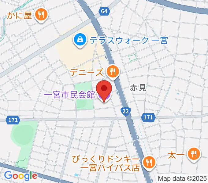 一宮市市民会館の地図