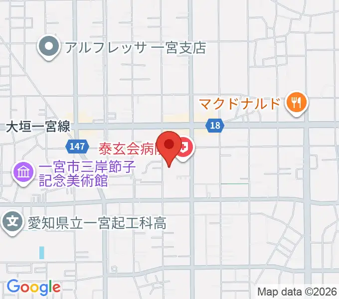 一宮市尾西市民会館の地図