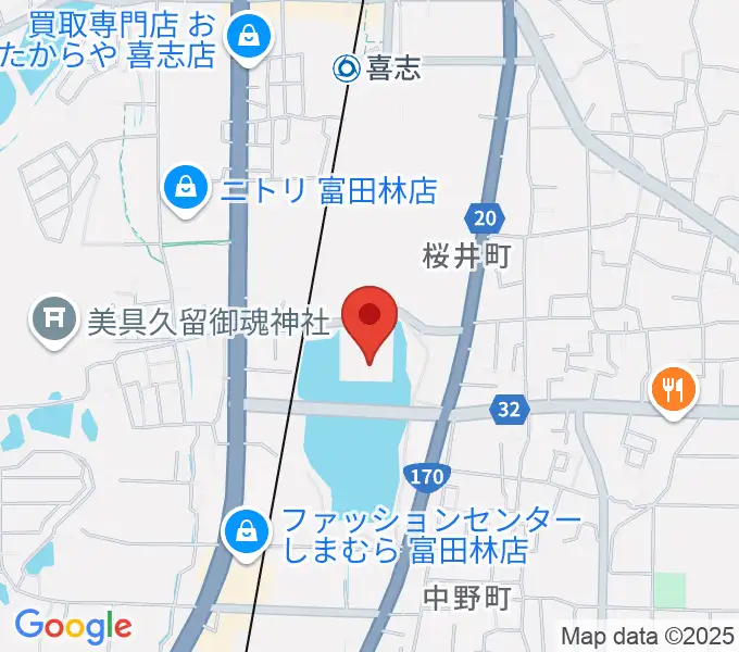 富田林市市民会館レインボーホールの地図