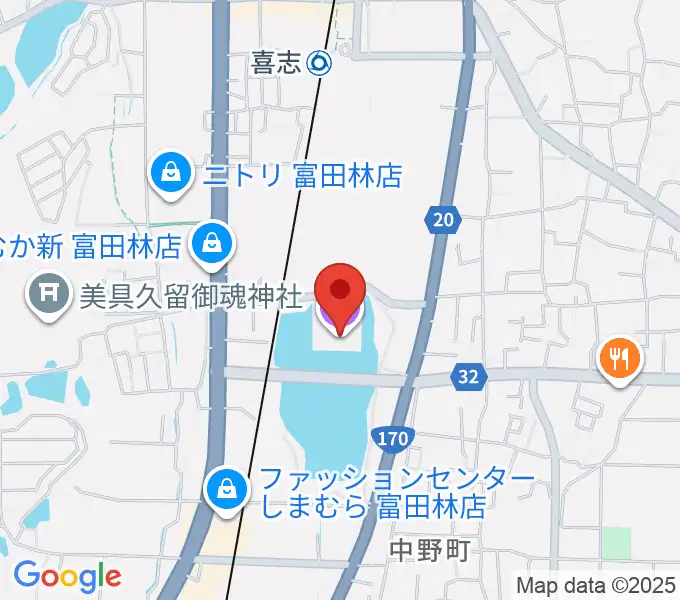 富田林市市民会館レインボーホールの地図