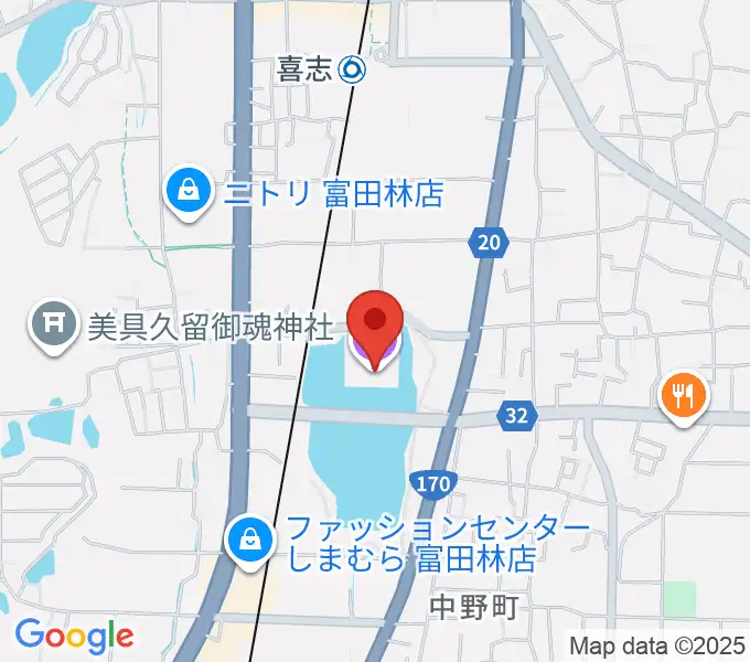 富田林市市民会館レインボーホールの地図