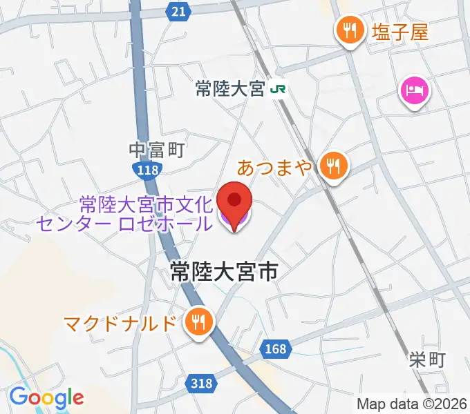 常陸大宮市文化センター ロゼホールの地図