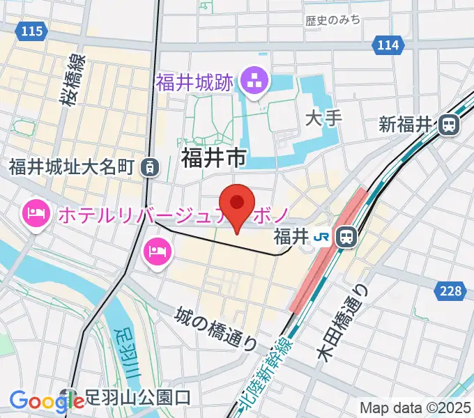 福井まちなか文化施設 響のホールの地図