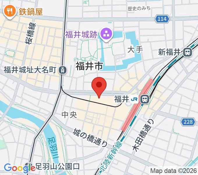 福井まちなか文化施設 響のホールの地図