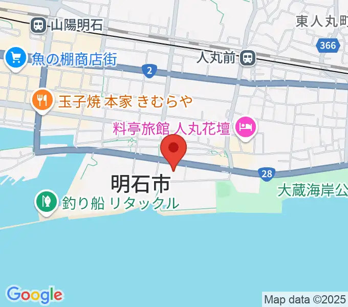 明石市立市民会館アワーズホールの地図