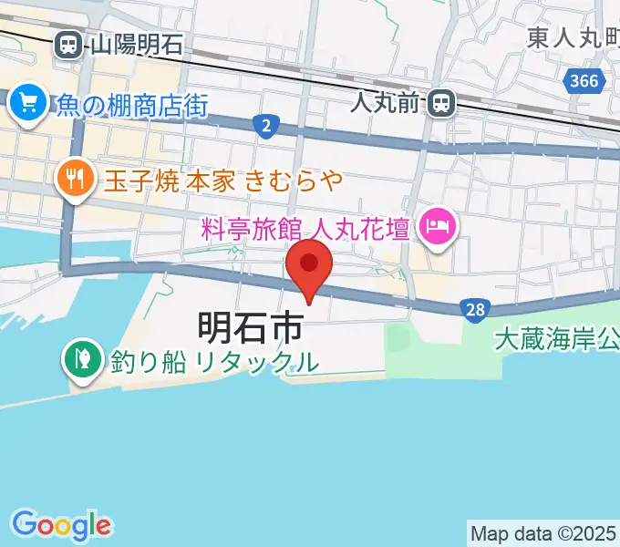 明石市立市民会館アワーズホールの地図