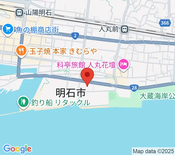 明石市立市民会館アワーズホールの地図