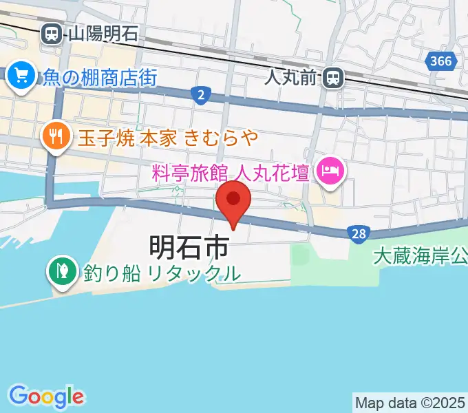 明石市立市民会館アワーズホールの地図