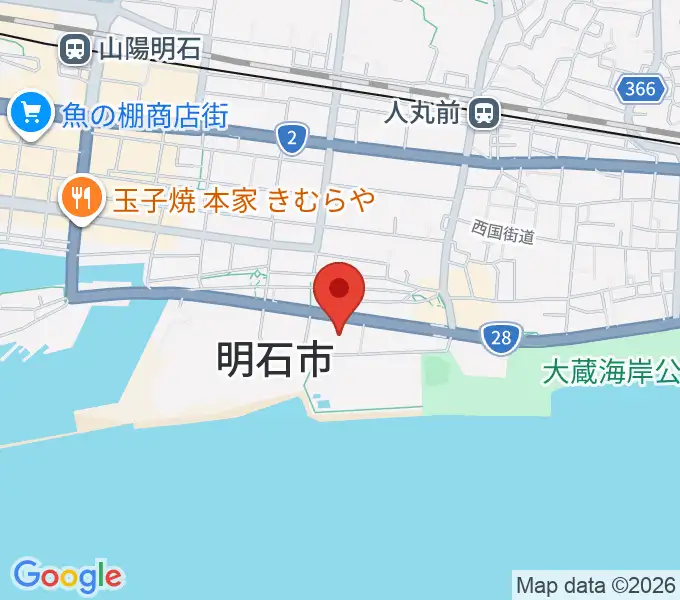 明石市立市民会館アワーズホールの地図