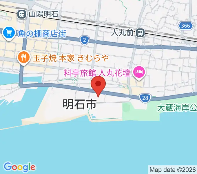 明石市立市民会館アワーズホールの地図