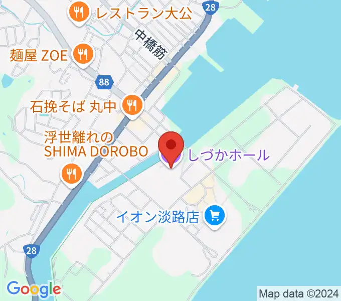 淡路市立しづかホールの地図