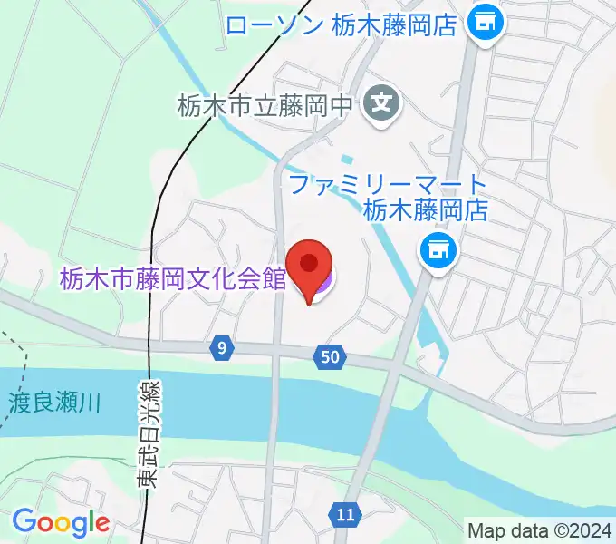 栃木市藤岡文化会館の地図