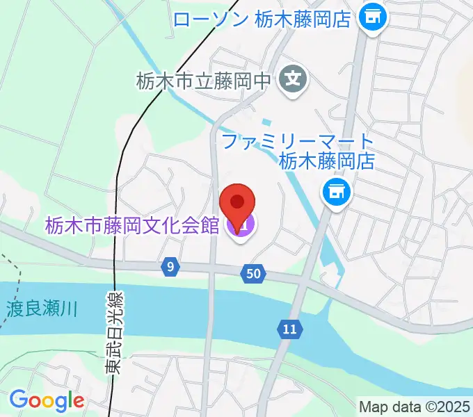 栃木市藤岡文化会館の地図
