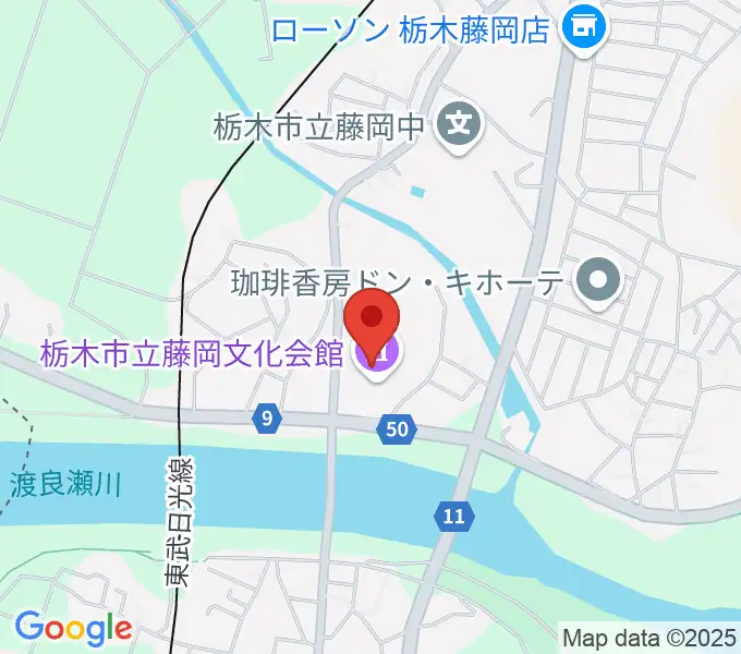 栃木市藤岡文化会館の地図