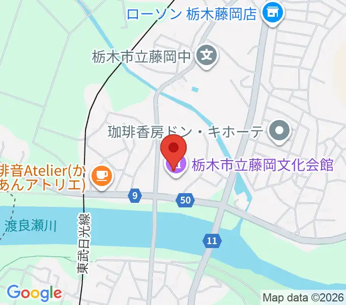 栃木市藤岡文化会館の地図