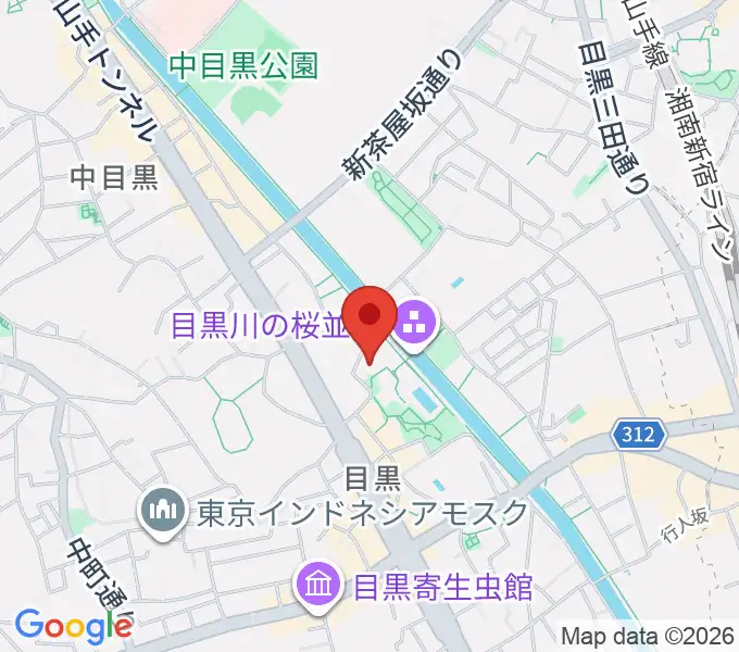 目黒区中小企業センターホールの地図