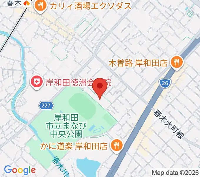 岸和田製鋼マドカホールの地図