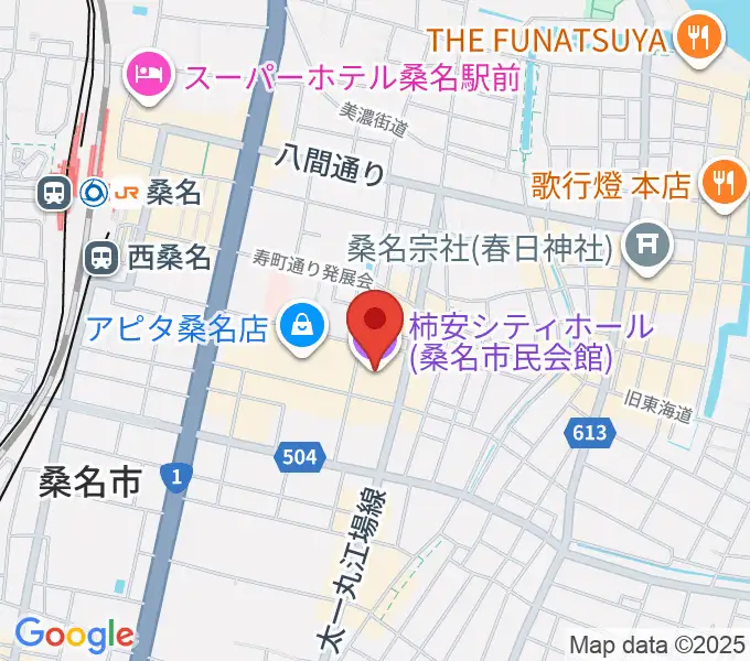 柿安シティホールの地図