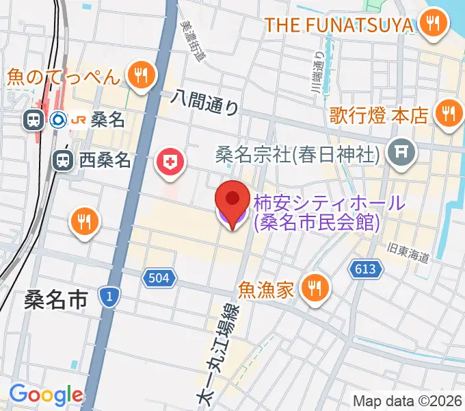 柿安シティホールの地図