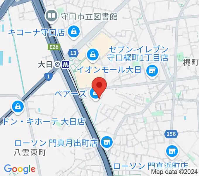 大東楽器ヤマハピアノストアの地図