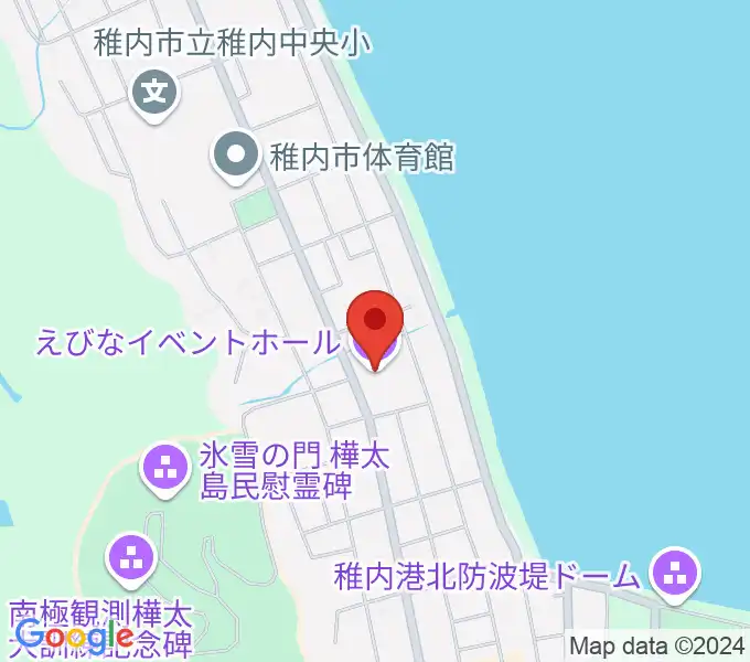 稚内エビナイベントホールの地図