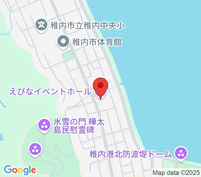稚内エビナイベントホールの地図