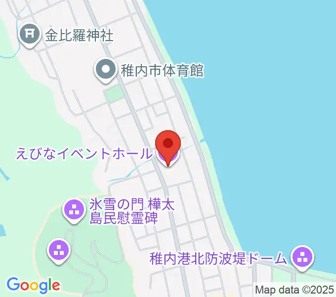稚内エビナイベントホールの地図