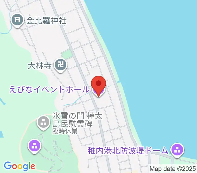 稚内エビナイベントホールの地図
