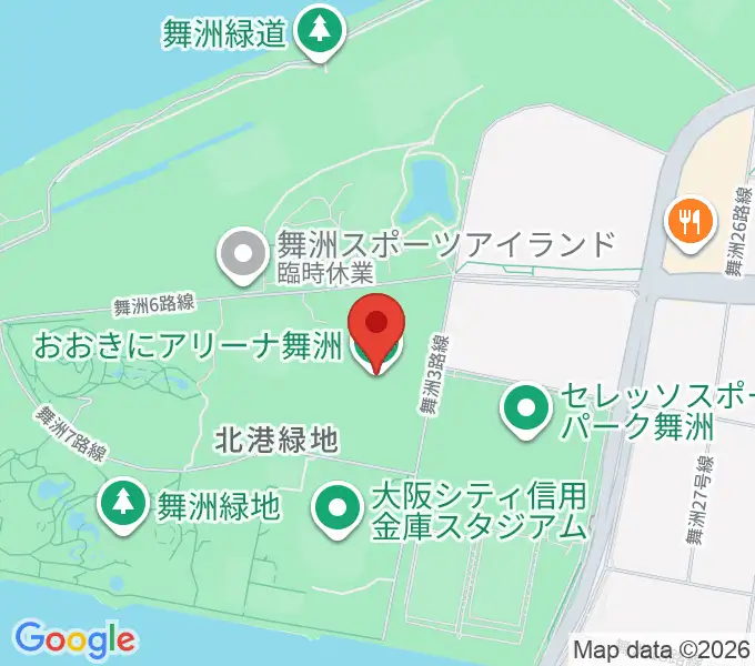 おおきにアリーナ舞洲の地図