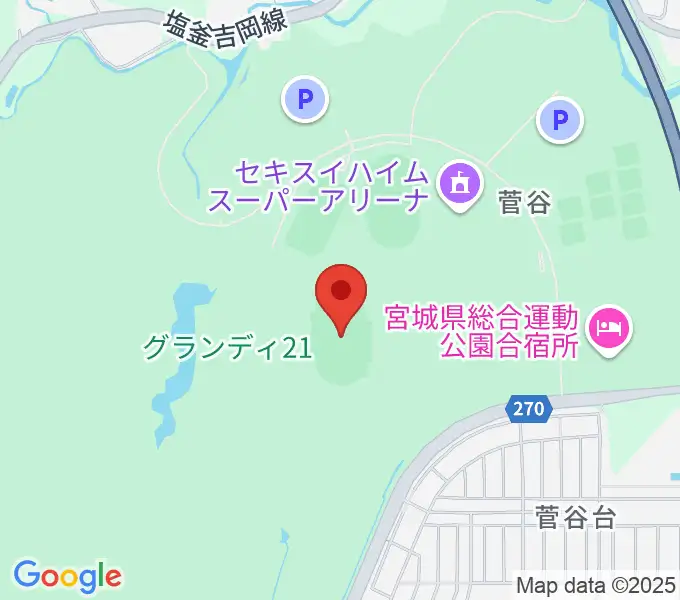 キューアンドエースタジアムみやぎの地図