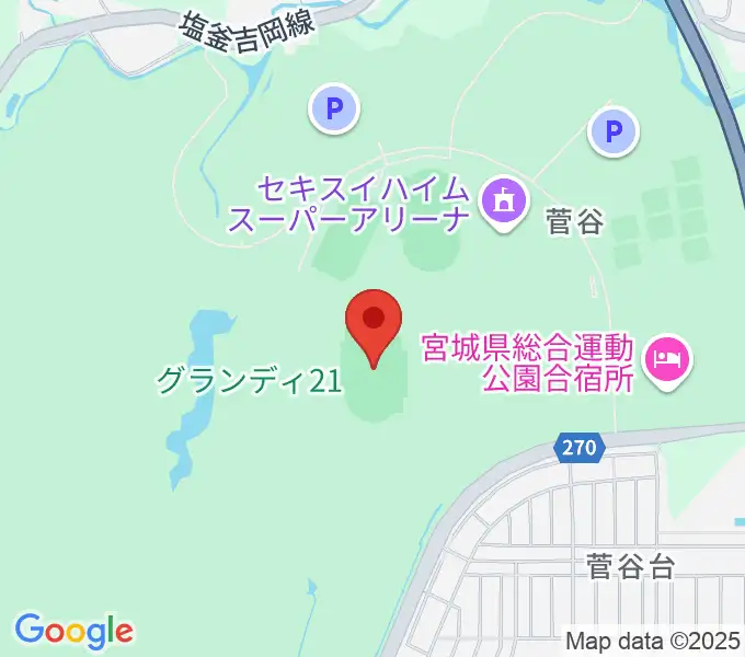 キューアンドエースタジアムみやぎの地図