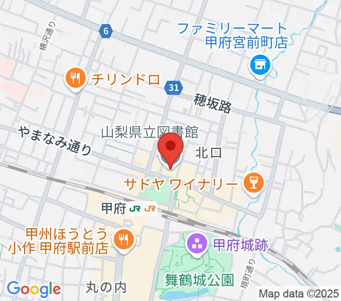 山梨県立図書館の地図