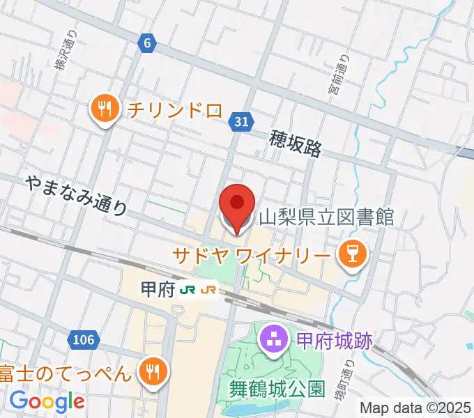山梨県立図書館の地図